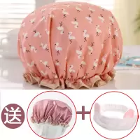 双层防水浴帽成人女款洗澡头发罩淋浴头套帽子防油烟发帽浴沐发套 三维工匠 双层蓝花浴帽+双层单色浴帽+束发带