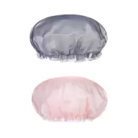 简约双层厨房炒菜防油烟帽洗澡头套帽子防水浴帽女浴室发膜帽成人 三维工匠 藕粉(2个装)