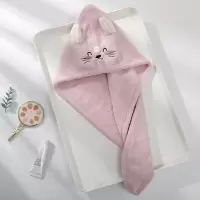 舒兰朵猫咪造型干发帽 儿童可爱干发帽 卡通刺绣干发帽 包头巾 三维工匠 棕色