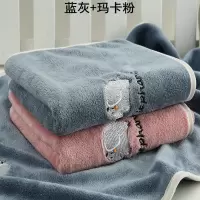 三维工匠2条毛巾 吸水不毛比纯棉柔软女情侣面巾洗脸家用擦头速干发 三维 [卡通图案]玛卡粉+烟雨灰+秋绿-干发帽/干发巾