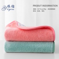 吸水毛巾情侣大洗脸家用比纯棉柔软擦头发洗澡速干发不毛珊瑚绒 三维工匠 粉咖颜色两条装干发帽/干发巾