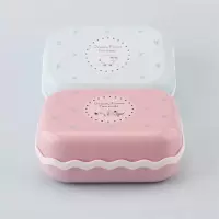 家用双层香皂盒塑料卫生间个性文艺小清新便捷双格沥水肥皂盒带盖 三维工匠 粉+绿各1个