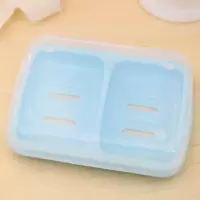 双层双格香皂盒创意便携带盖沥水架肥皂盒卫生间旅行密封手工皂架 三维工匠 3个(颜色备注)