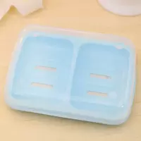 双层双格香皂盒创意便携带盖沥水架肥皂盒卫生间旅行密封手工皂架 三维工匠 粉红色