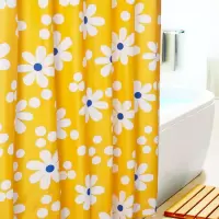 遮挡帘橘花朵隔断防水帘加厚涤纶浴室窗帘挂帘卫生间浴帘布 三维工匠
