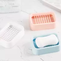 家居简约风格肥皂盒肥皂架双层沥水皂盒网格实用肥皂盒 三维工匠 2个装磨砂(颜色随机)