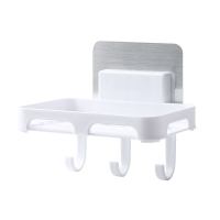 肥皂盒粘贴式壁挂创意免打孔香皂盒沥水盒卫生间置物架浴室皂盒 三维工匠 白色+绿色