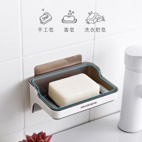 卫生间壁挂式免打孔沥水架置物架肥皂盒牙刷架简欧风浴室用品组合 三维工匠 置物架