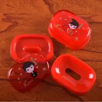 婚庆洗漱用品结婚陪嫁洗漱皂盒红色香皂盒子情侣创意香皂盒 三维工匠 喜结良缘皂盒两个