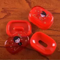 婚庆洗漱用品结婚陪嫁洗漱皂盒红色香皂盒子情侣创意香皂盒 三维工匠 心形皂盒两个