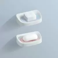 香皂盒家用吸盘壁挂式肥皂盒免打孔卫生间沥水放肥皂的盒子 三维工匠 蓝色+粉色组合