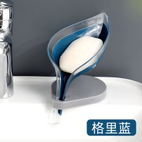 树叶肥皂盒浴室免打孔吸盘沥水香皂盒卫生间香皂置物架排水皂盒 三维工匠 升级双色加厚-三个装