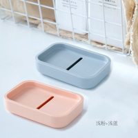 创意旅行肥皂盒北欧ins带盖旅游便携式卫生间沥水免钉打孔香皂盒 三维工匠 浅蓝2个