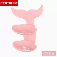 肥皂盒创意吸盘免打孔沥水壁挂宿舍卫生间双层皂架学生可爱香皂盒 三维工匠 绿色[金鱼双层肥皂盒]