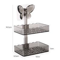 肥皂盒双层吸盘壁挂式沥水免打孔卫生间香皂架肥皂架香皂盒家用 三维工匠 透明[双层]