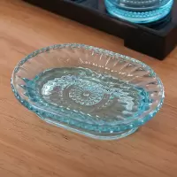 蓝色皂碟手工皂托蓝色创意透明皂盒大号加厚肥皂盒 三维工匠 茶色椭圆
