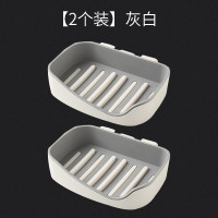 壁挂沥水皂盒肥皂盒架子卫生间创意免打孔洗衣皂盒双层吸盘香皂盒 三维工匠 [2个装]灰白+浅粉