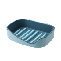 强力自粘免打孔双层肥皂盒卫生间沥水香皂托盒壁挂香皂架浴室皂盒 三维工匠 (新款-缺口)双层肥皂盒-灰白/1个