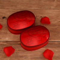 情侣个性创意结婚香皂盒红色喜庆一对浪漫塑料肥皂盒带盖婚庆用品 三维工匠 红玫瑰1对