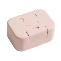 家用简约便携式个性香皂盒旅行带盖密封肥皂盒创意带卡扣洗脸皂盒 三维工匠 北欧粉1个装(笑脸款)