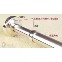 304不锈钢窗帘杆帘杆弹簧伸缩杆卫生间浴帘杆免安装免打孔 三维工匠 50.5-78cm,白头,不锈钢25mm浴杆