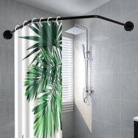 加厚304免打孔浴帘杆钻石型菱形卫生间防水浴室浴帘套装异形定做 三维工匠 圆U形(不等边)不锈钢原色浴杆