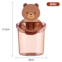 牙刷置物架卡通可爱牙膏牙刷盒壁挂式卫生间免打孔漱口刷牙杯架子 三维工匠 透明棕+透明红牙刷架/牙具座