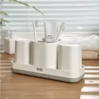 bdo卫生间浴室北欧牙具收纳架洗漱用具套装牙刷架带漱口杯情侣杯 三维工匠洗漱杯