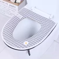 夏季日韩系防水粘扣通用马桶垫拉链坐垫马桶圈家用坐便套马桶垫 三维工匠