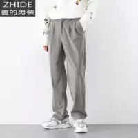 SUNTEK炸街裤子男痞帅长裤春秋季卡其色灯芯绒休闲裤潮流日系直筒西装裤西裤