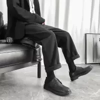 SUNTEKdk制服jk西装裤子男秋冬季加厚直筒阔腿盐系日系痞帅工装休闲长裤西裤