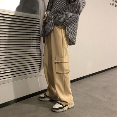 SUNTEK男装春季直筒休闲裤男潮牌青少年垂感小西装裤宽松阔腿工装裤西裤