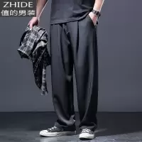 SUNTEK春季西装裤男士宽松休闲垂感商务潮垂感直筒胖子加肥加大码长裤子西裤