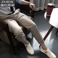 SUNTEK夏季九分裤男 修身款小脚裤英伦商务西裤男士休闲裤免烫9分裤子潮西裤