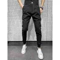 SUNTEK夏季潮牌西裤男士修身黑色休闲长裤百搭韩版小脚裤潮流痞帅束脚裤西裤