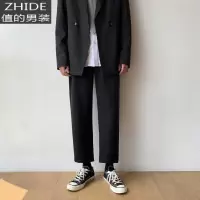 SUNTEK黑暗系男装2021年秋季裤子男垂感直筒裤DK制服小西裤新款休闲长裤西裤