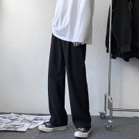 SUNTEKdk制服质感西装裤男直筒宽松休闲裤日系风格穿搭盐系垂感拖地长裤西裤