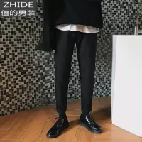 SUNTEK裤子男春季新款修身百搭显高弹力男士休闲裤潮流坠感直筒西装裤男西裤