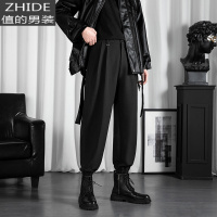 SUNTEK休闲裤男春季新款港风宽松工装裤韩版潮流百搭哈伦裤子束脚西装裤西裤