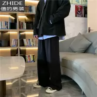 SUNTEK西装裤男潮流韩版百搭宽松直筒休闲裤潮牌港风色垂感阔腿长裤子西裤