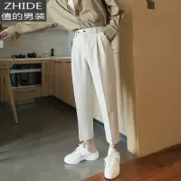 SUNTEK西西里男装休闲春季裤子男韩版潮流男士西裤九分宽松直筒西装裤西裤