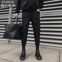 SUNTEK工装裤束脚西裤潮男裤子春季韩版潮流百搭痞帅潮牌修身哈伦休闲裤西裤