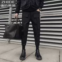 SUNTEK工装裤束脚西裤潮男裤子春季韩版潮流百搭痞帅潮牌修身哈伦休闲裤西裤