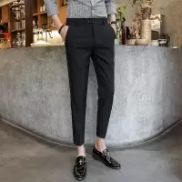 SUNTEK精小伙休闲裤秋季修身潮流百搭小脚九分裤韩版西裤男发型师裤子西裤