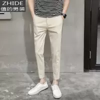 SUNTEK男士休闲裤春季新款修身西裤男九分裤黑色裤子男韩版潮流小脚裤男西裤