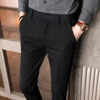 SUNTEK春季垂感裤子男韩版修身免烫tb男士西裤小脚九分西装裤休闲上班裤西裤