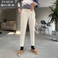 SUNTEK休闲西裤男韩版潮修身小脚坠感九分裤子男直筒商务正装夏季西装裤西裤