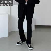 SUNTEK韩版宽松休闲西裤男2020新款帅气直筒长裤阔腿潮流垂感百搭小西裤西裤