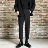 SUNTEK九分裤男夏季薄款休闲八分西装裤男士修身百搭韩版潮流直筒小西裤西裤