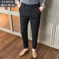 SUNTEK潮流毛呢西裤男士商务直筒修身磨毛料呢子休闲西装长裤英伦秋冬厚西裤